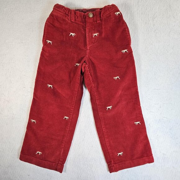 Crewcuts Other - J Crew Crewcuts Red Corduroy Embroidered Hound Dog Pants Size 5